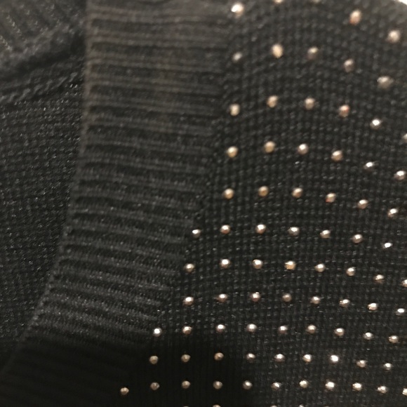 Black Long Sleeve Zara Silver Studded Knit Sweater with Puff Sleeves - Picture 5 of 5